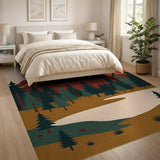 Red Peaks Pine Forest River Rug