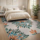 Blue and Teal Floral Vintage Blue Teal Floral Vintage Area Rug