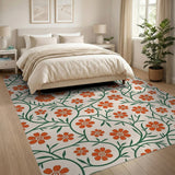 Orange Floral Vine Pattern Area Rug