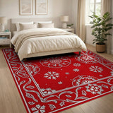 Festive Red Snowflake Persian Area Rug