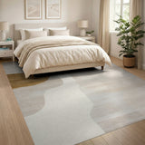 Beige and Neutral Organic Abstract Beige Area Rug