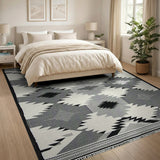 Geometric Southwestern Black White Area Rug
