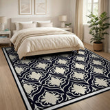Navy Ivory Geometric Trellis Area Rug