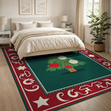 Festive Christmas Tree Area Rug with Ornate Border