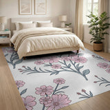 Pink Delicate Pink Blossom Floral Area Rug