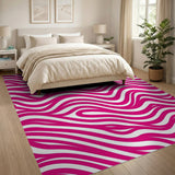 Bold Pink Wavy Area Rug