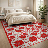 Floral Vintage Vintage Red Roses Floral Area Rug