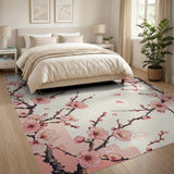 Ornate Pink Cherry Blossom Area Rug