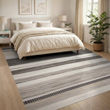 Grey Striped Grey Striped Woven Area Rug