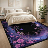 Purple Floral Butterfly Archway Rug