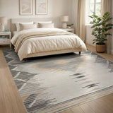 Beige Gray Zigzag Diamond Southwestern Rug