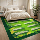 Lush Green Bench Garden Area Rug