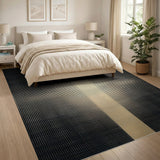 Gold Halftone Stripe Black Area Rug