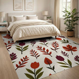 Red Tulip and Maple Leaf Floral Rug