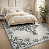 Grey Ornate Grey Medallion Area Rug