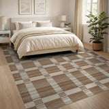 Brown and Tan Rustic Brown Tan Plaid Check Area Rug
