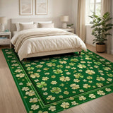 Green Golden Shamrock Clover Green Area Rug
