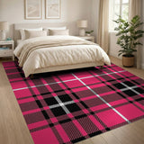 Pink Vibrant Pink Black Plaid Area Rug
