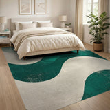 Teal Wave Distressed Area Rug