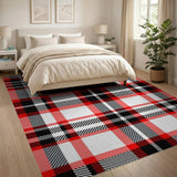 Geometric Modern Bold Red Plaid Check Area Rug