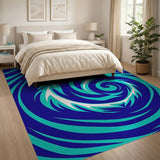 Mermaid Swirl Waves Blue Teal Area Rug