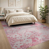 Blush Pink Magnolia Floral Area Rug