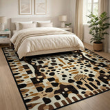 Brown Tan Geometric Leopard Area Rug