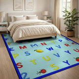 Fun ABC Alphabet Kids Rug with Fruits Bugs