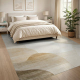 Beige and Neutral Beige Organic Abstract Area Rug