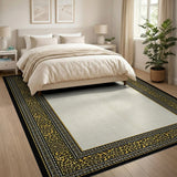 Golden Leopard Border Beige Area Rug