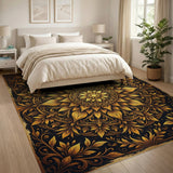 Gold and Silver Opulent Gold Mandala Floral Area Rug