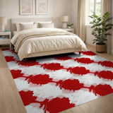 Bold Red Abstract Organic Area Rug