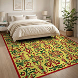 Vibrant Yellow Persian Floral Area Rug