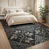 Ornate Silver Leaf Persian Area Rug