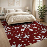 Red Snowflake Gold Stars Area Rug
