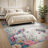 Rainbow Unicorn Floral Kids Area Rug