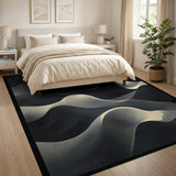 Fluid Wave Black White Area Rug