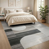 Grey Modern Grey Geometric Abstract Area Rug