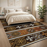 Ornate Gold Cross Border Area Rug