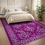 Purple Om Floral Ornate Area Rug