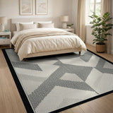 Modern Grey Zigzag Geometric Area Rug