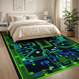 ODIKA Washable Cyberpunk Circuit Board Area Rug - Low Pile Tech Gamer Decor