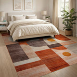 Abstract Geometric Orange Area Rug