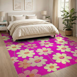 Playful Smiling Daisy Pink Area Rug