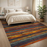 Multi-color and Patterns Vibrant Multi-Color Striped Area Rug