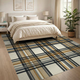 Brown and Tan Brown Tan Plaid Checkered Area Rug
