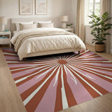 Geometric Modern Radiant Pink Sunburst Geometric Area Rug