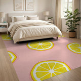 Blush Pink Lemon Slices Area Rug