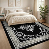 Ornate Black White Persian Medallion No. 5 Rug