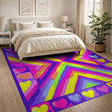 Rainbow Hearts Chevron Multi-Color Area Rug